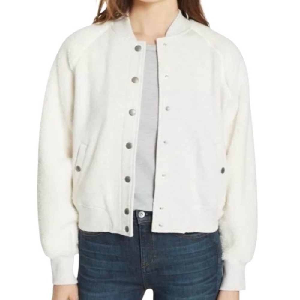 RAG & BONE Teddy Faux Sherpa Collegiate Varsity Letterman Bomber Jacket size M
